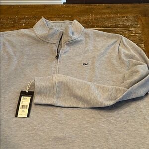 Vineyard Vines Men's Light Gray Zip-Up Sweater